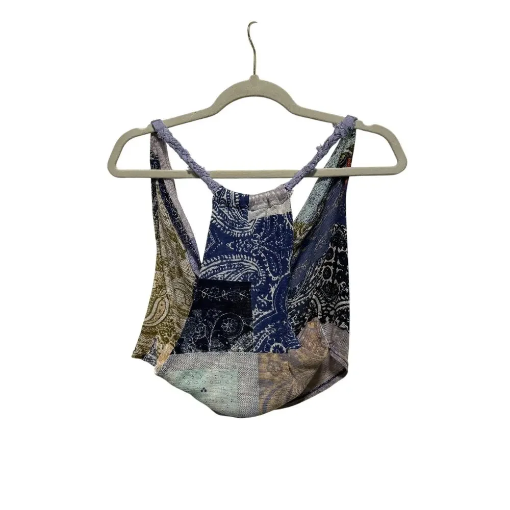 Free People Crop Top Women's S/M  Laila Draped Boho Patchwork